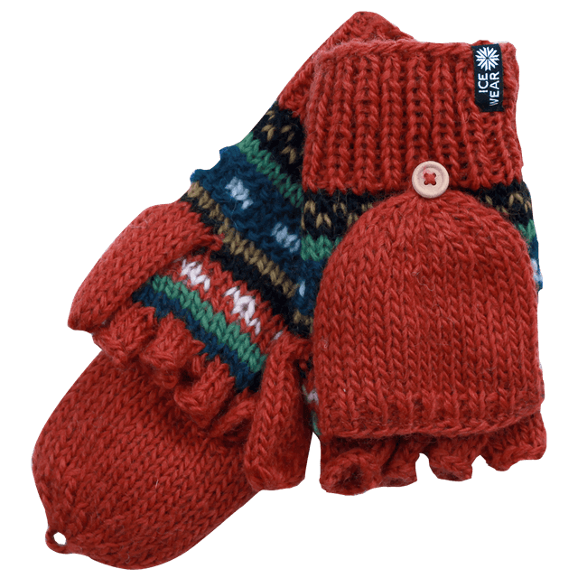 Magney  Gants sans doigts en laine tricoté main