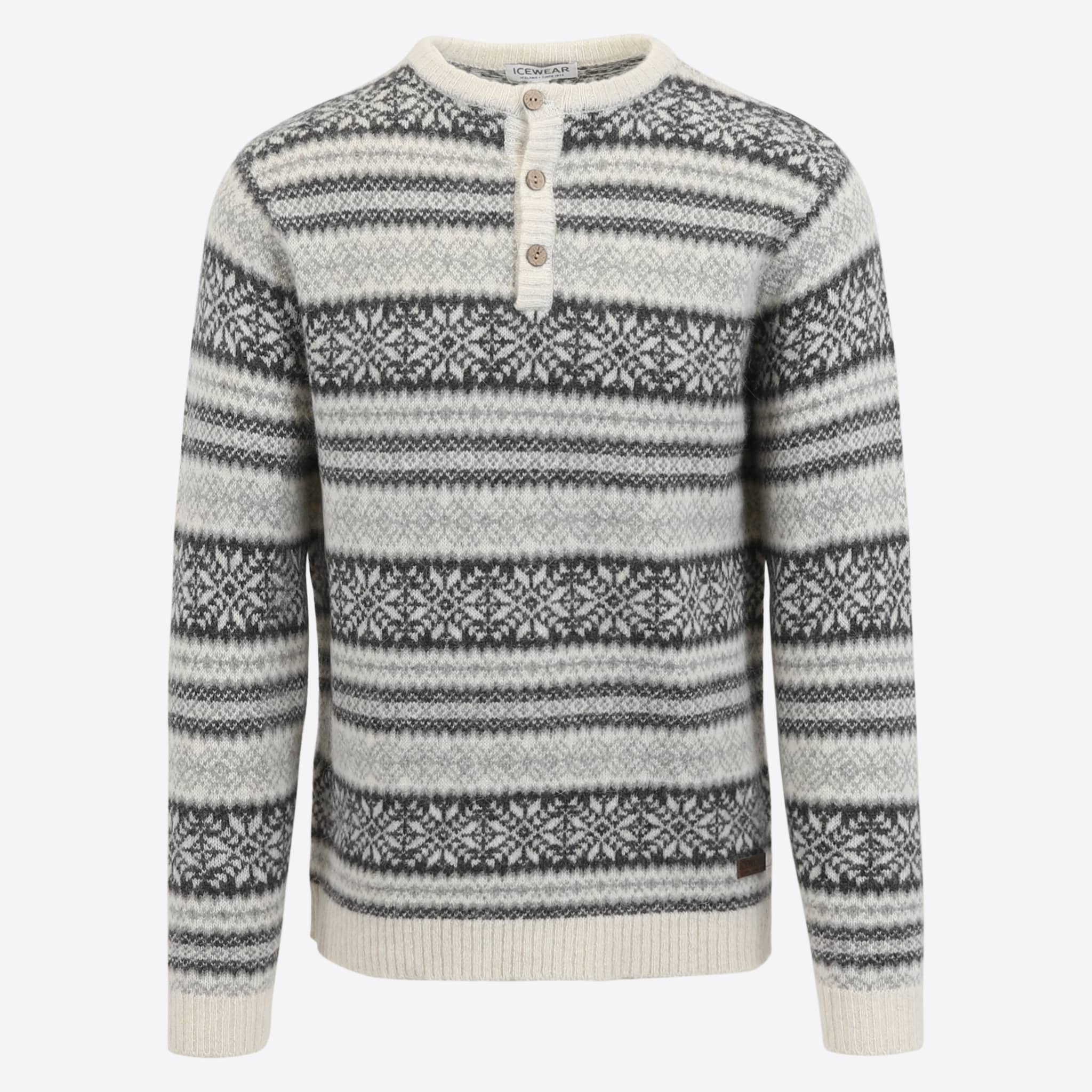 Urður pull semi-boutonné en laine pour hommes 