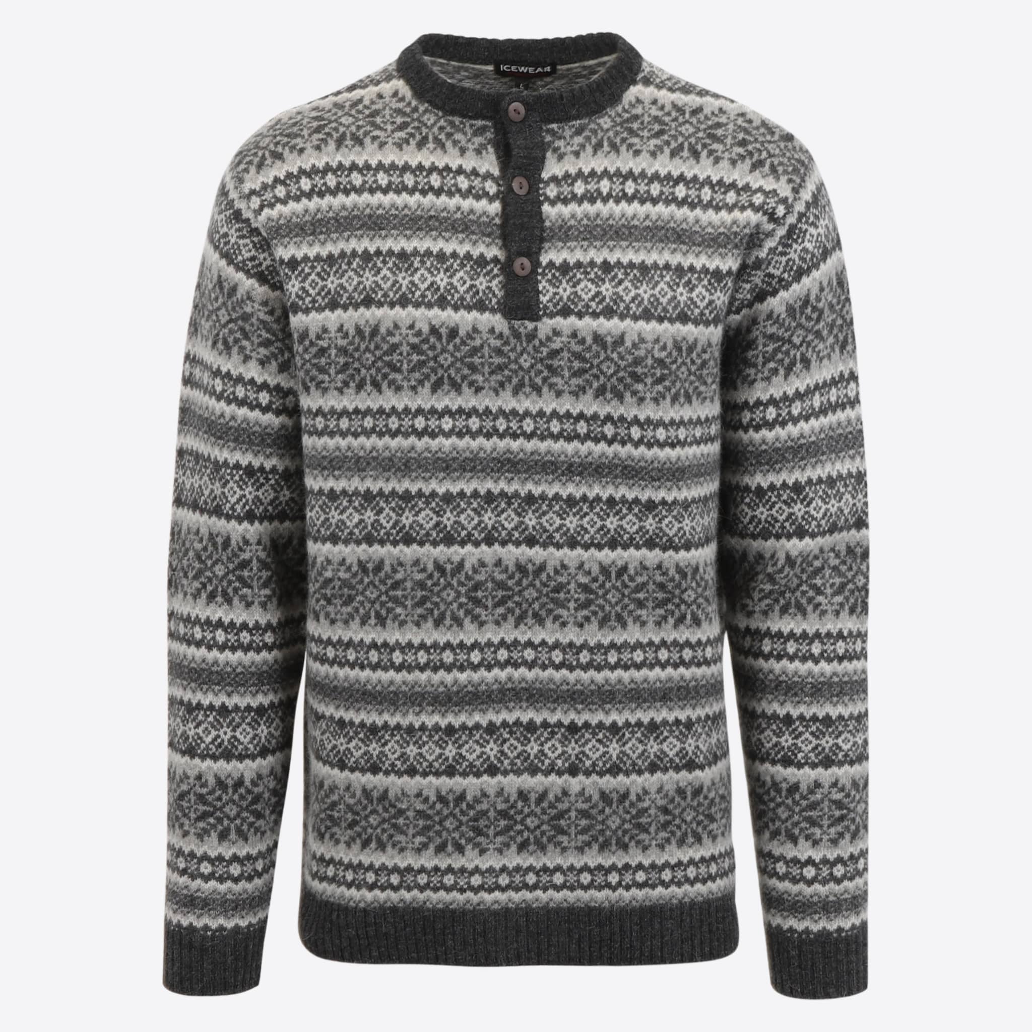 Urður pull semi-boutonné en laine pour hommes 