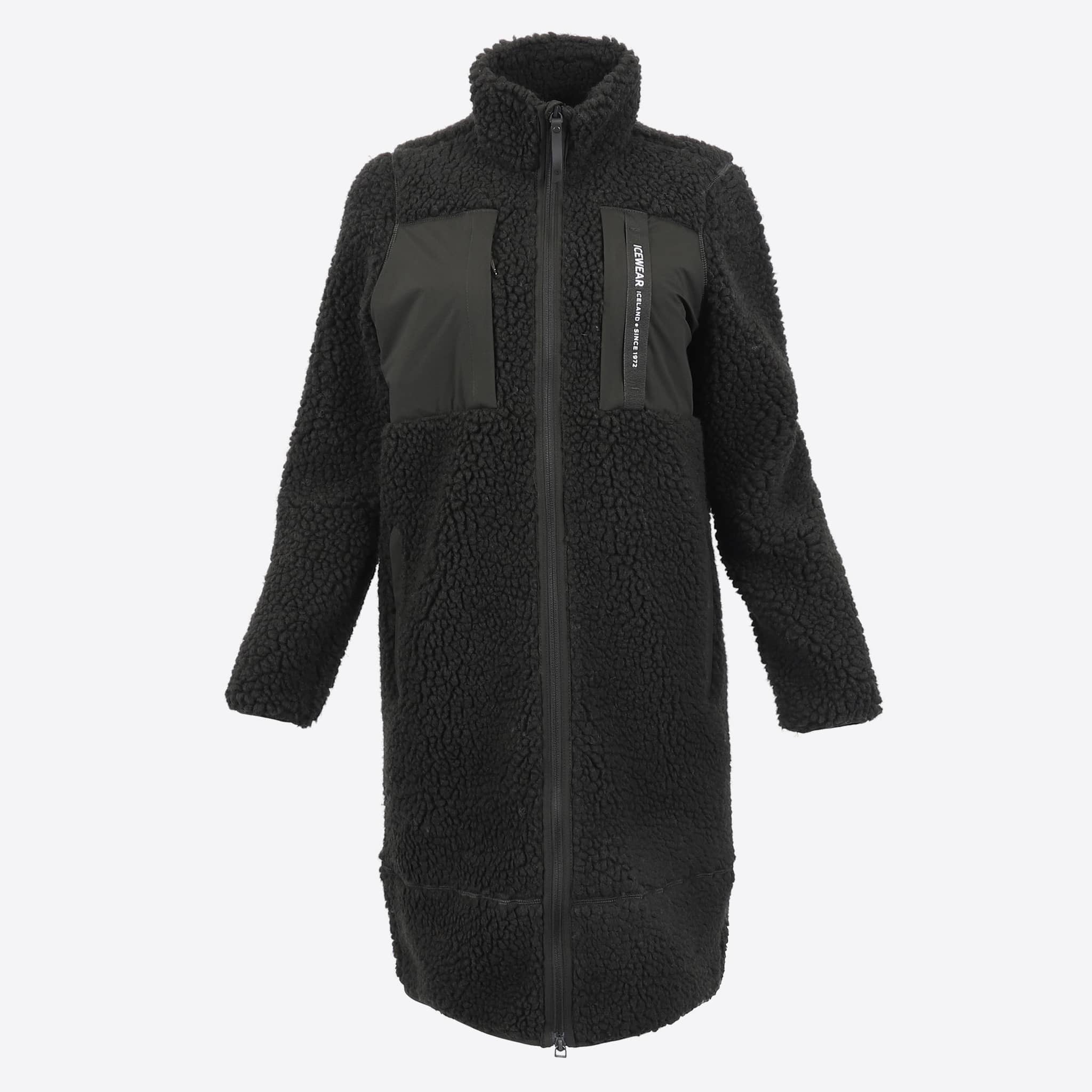 Hergilsey langer Sherpa-Wollfleecemantel