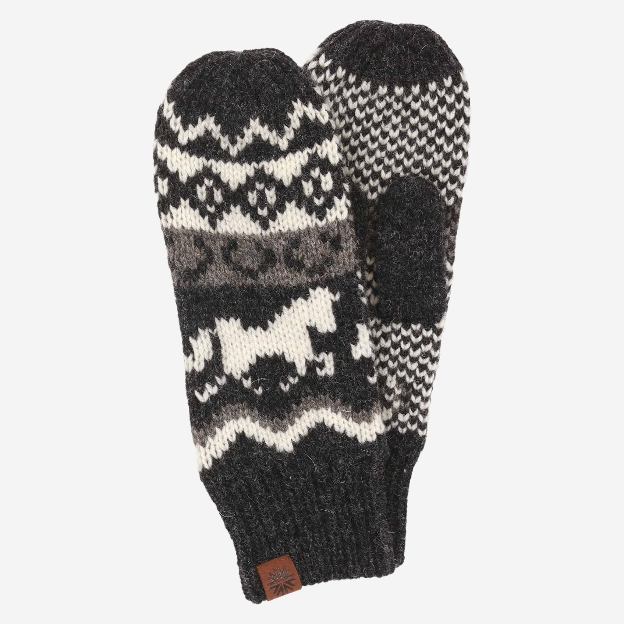 Moufles en laine Sleipnir à motif de cheval 