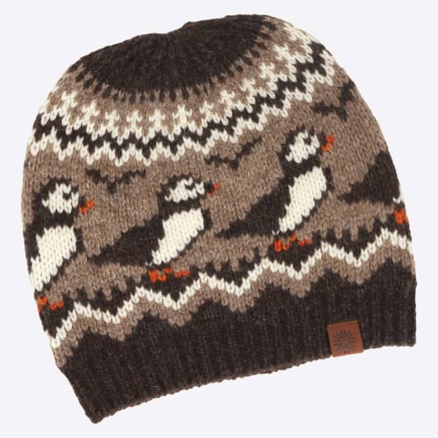 Lundi puffin pattern wool hat 