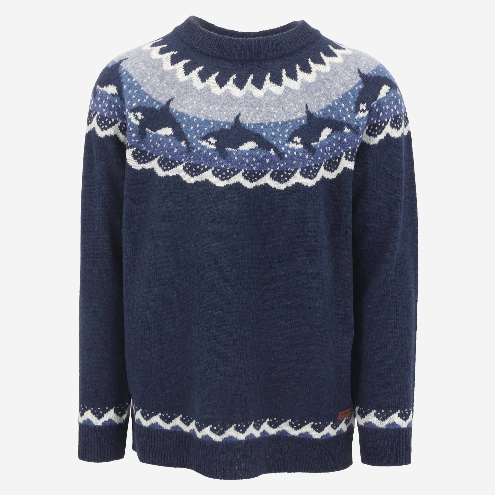Hvalur wool jumper with orca pattern
