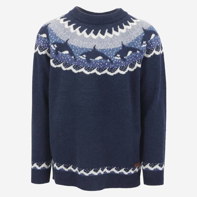 Hvalur wool pullover with orca design