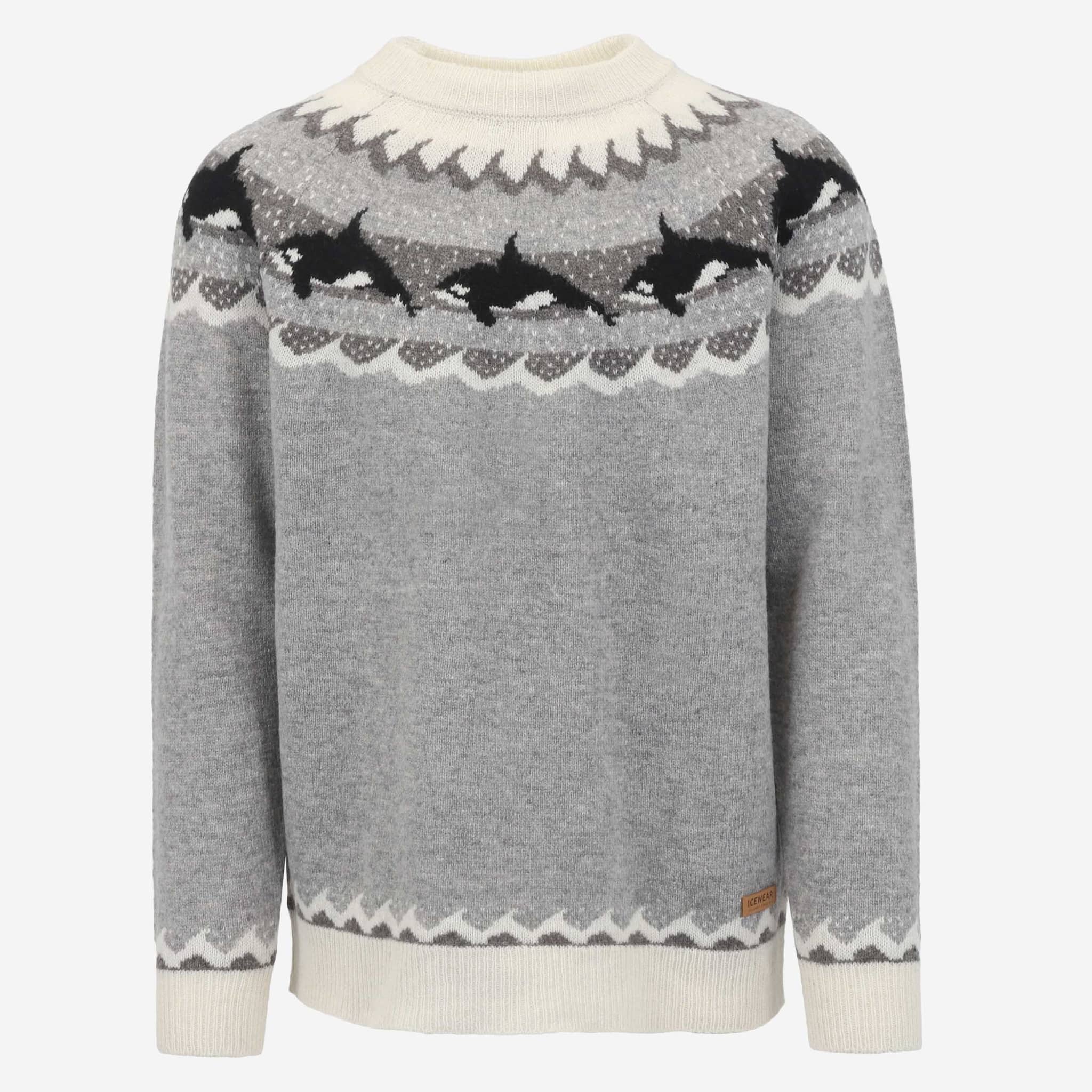 Hvalur wool pullover with orca design