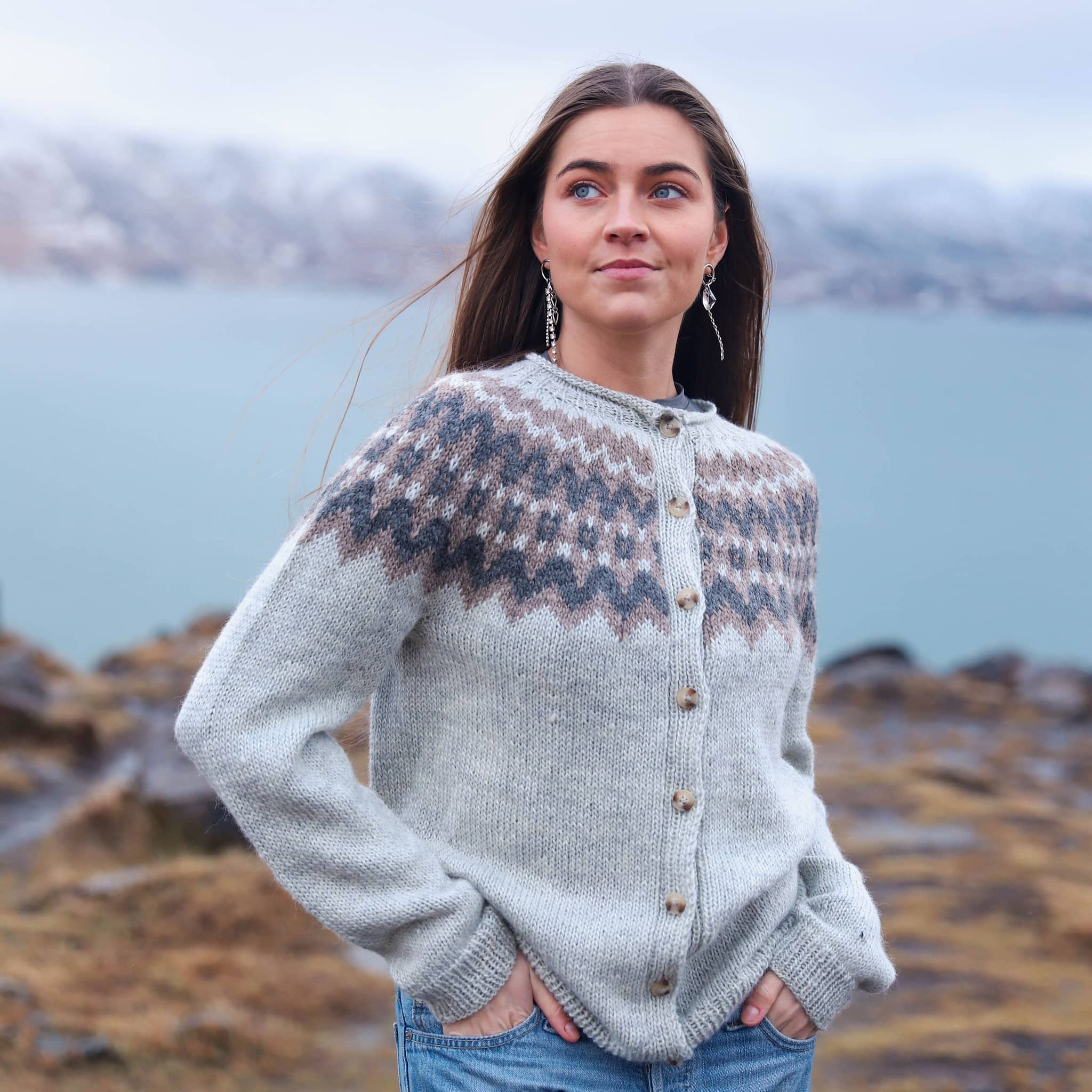 Teista buttoned sweater knitting pattern