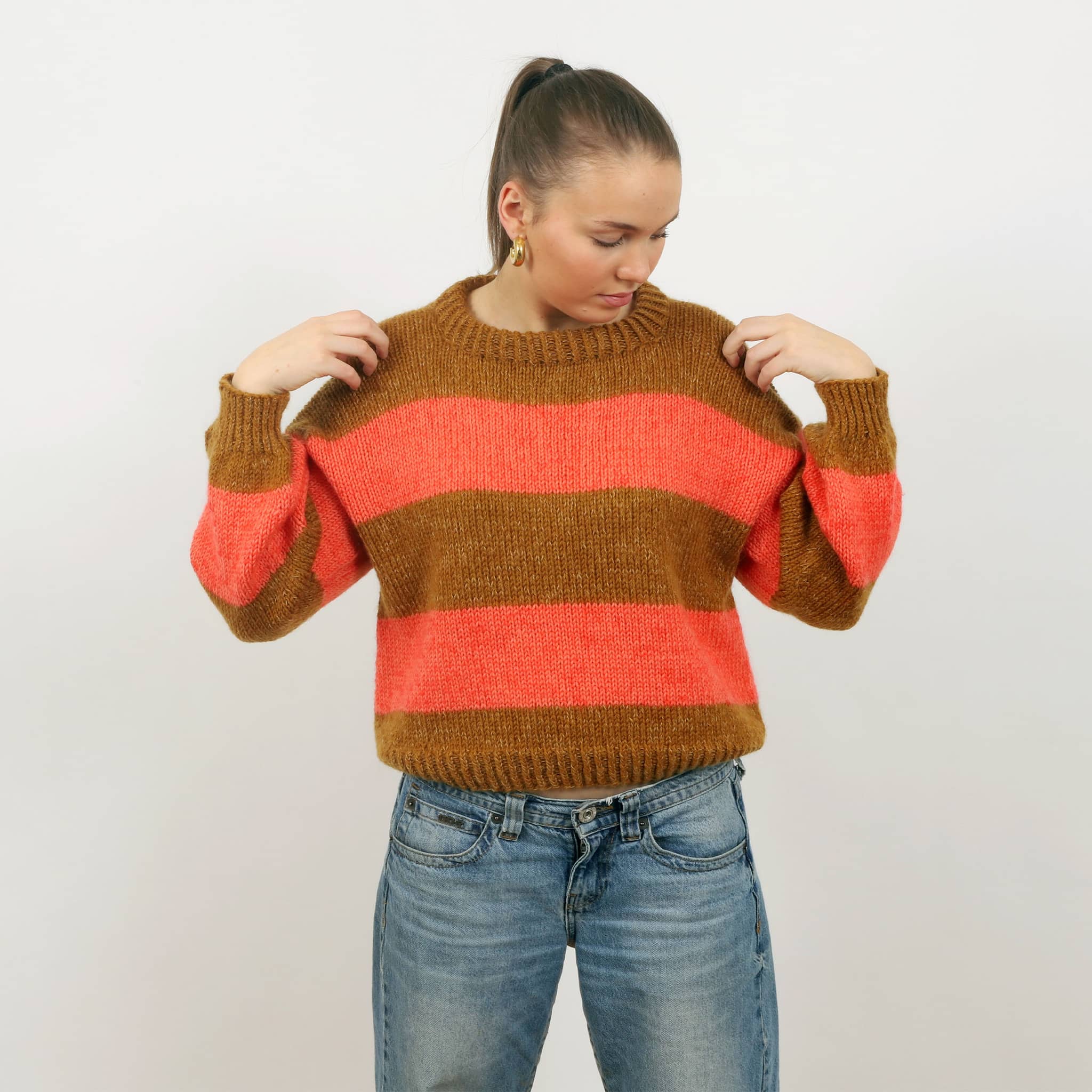 Box striped sweater knitting pattern