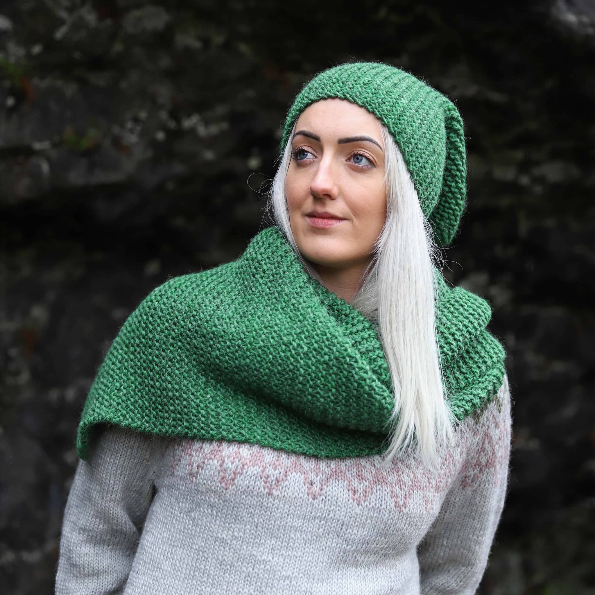 Brynja einfaldur trefill og húfa prjónauppskrift