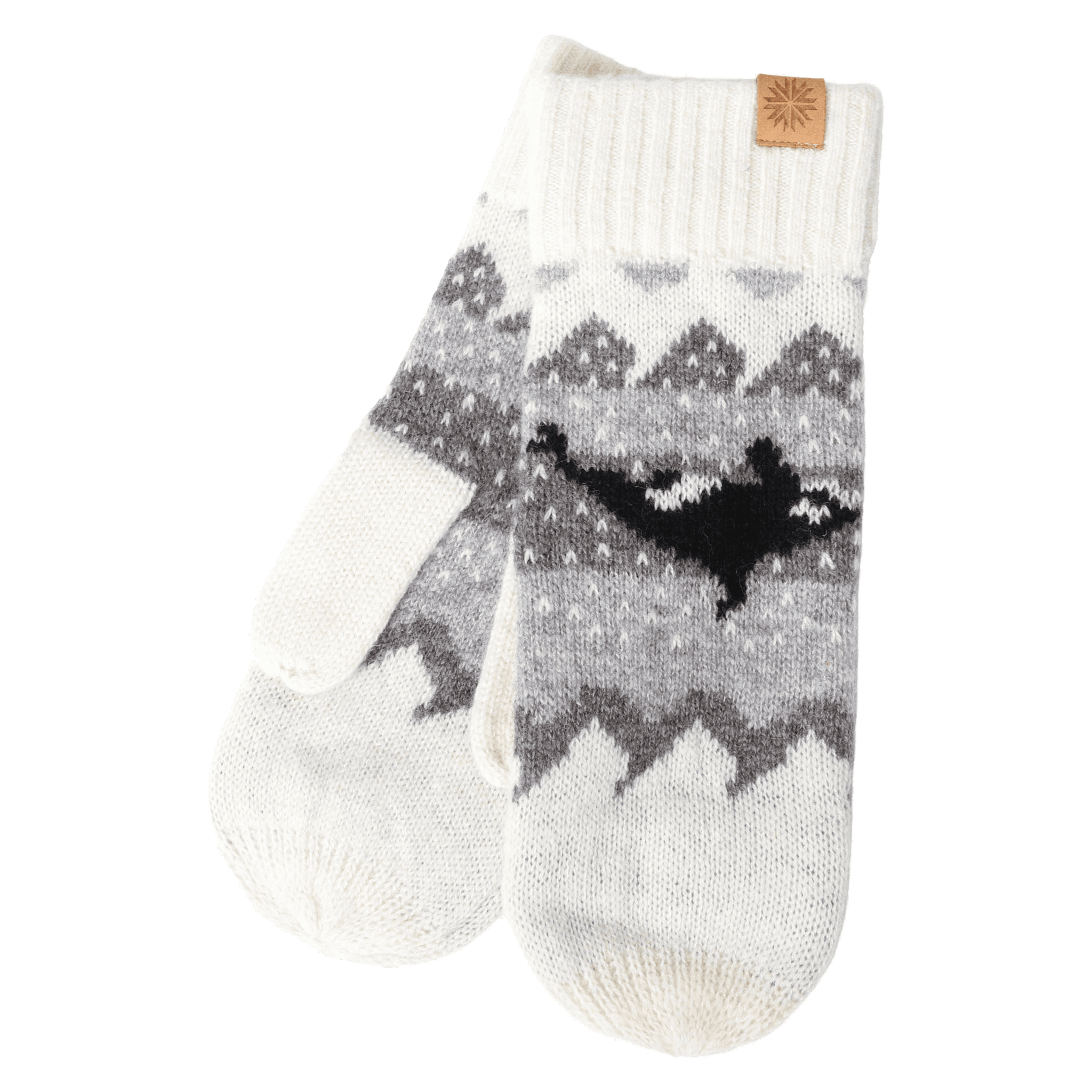 Hvalur wool mittens with orca design