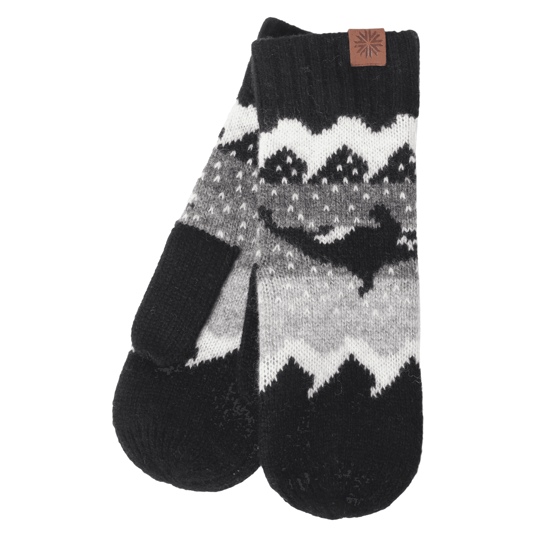 Hvalur wool mittens with orca design