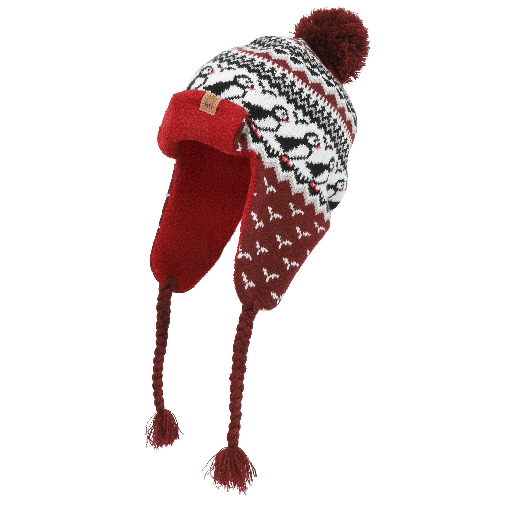 Lundaklettur hat with ear covers puffin pattern
